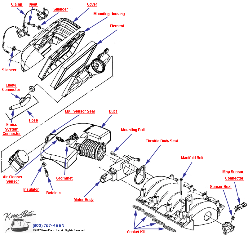 Air Cleaner Diagram for a 1998 Corvette