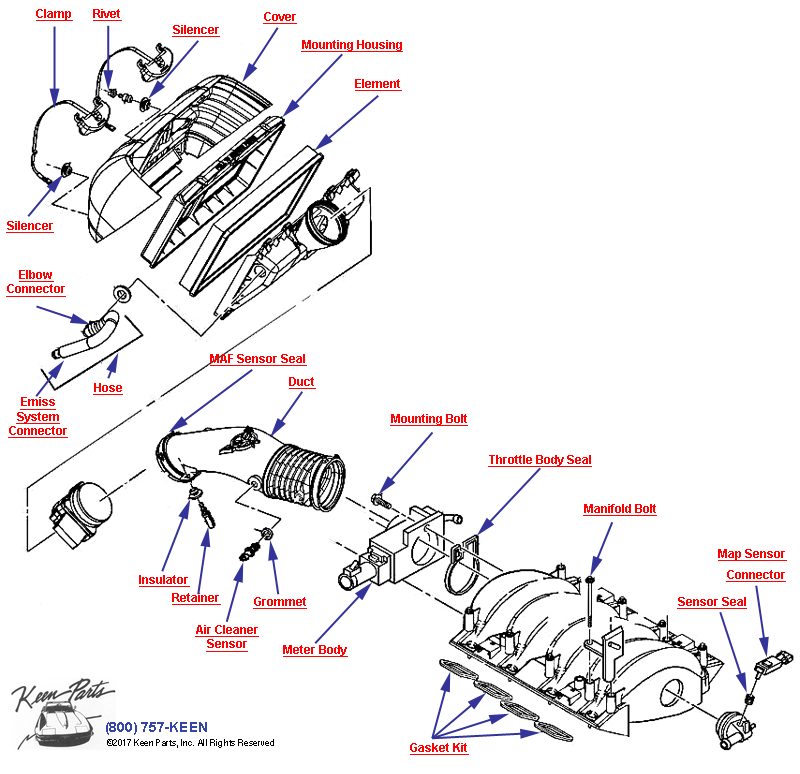 Air Cleaner Diagram for a 1959 Corvette