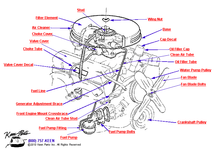 Non-FI Air Cleaner Diagram for a 1969 Corvette