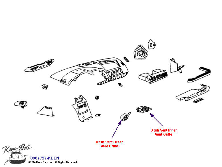 Dash Vents Diagram for a 2020 Corvette