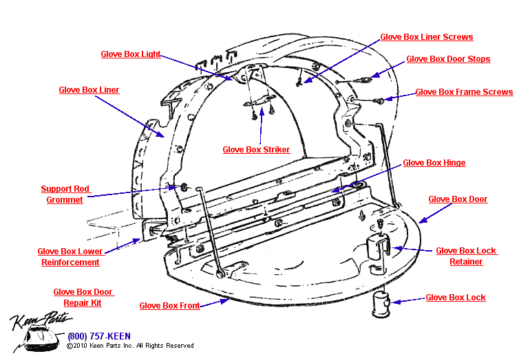 Glove Box Diagram for a 1966 Corvette