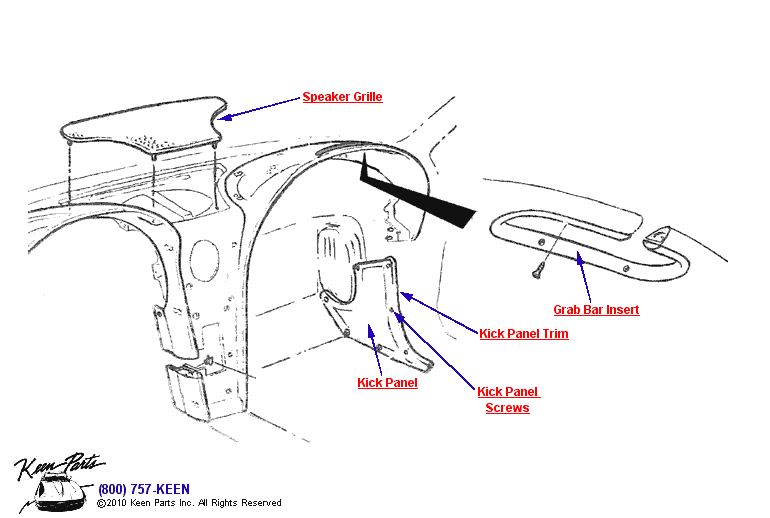 Kick Panels &amp; Grab Bar Diagram for a 2000 Corvette