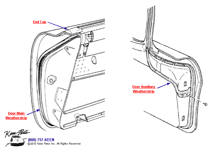 Door Weatherstrips Diagram for a 2023 Corvette