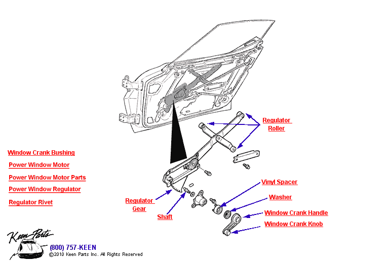 Window Regulator Diagram for a 1981 Corvette
