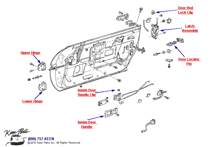 Door Hardware Diagram for a 1974 Corvette