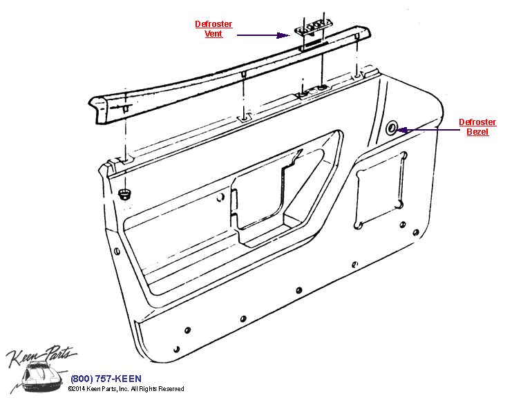Door Defrost Vents Diagram for a 1989 Corvette