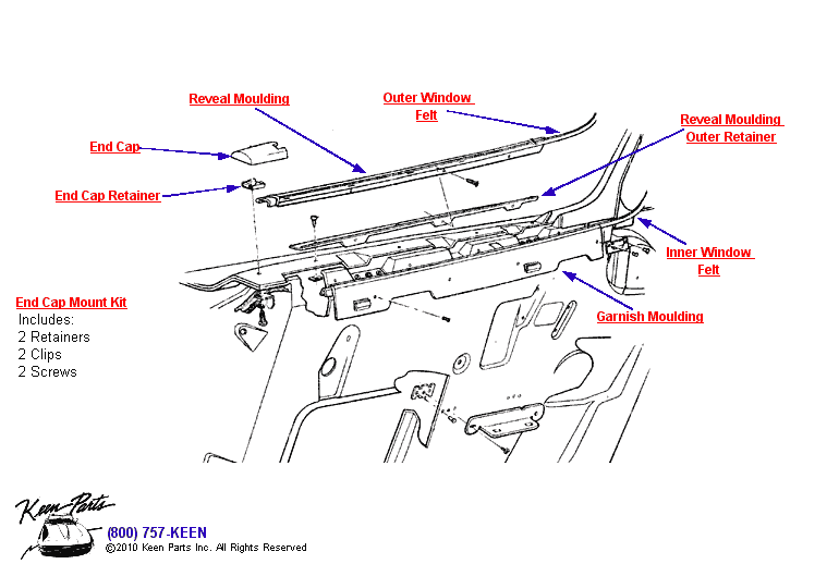 Window Moulding &amp; Felt Diagram for a 1996 Corvette