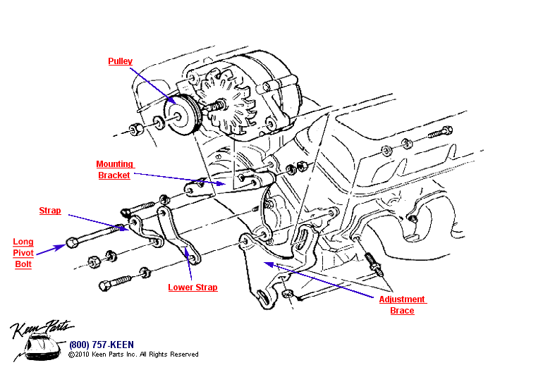 Big Block Alternator (with Power Steering) Diagram for a 2015 Corvette