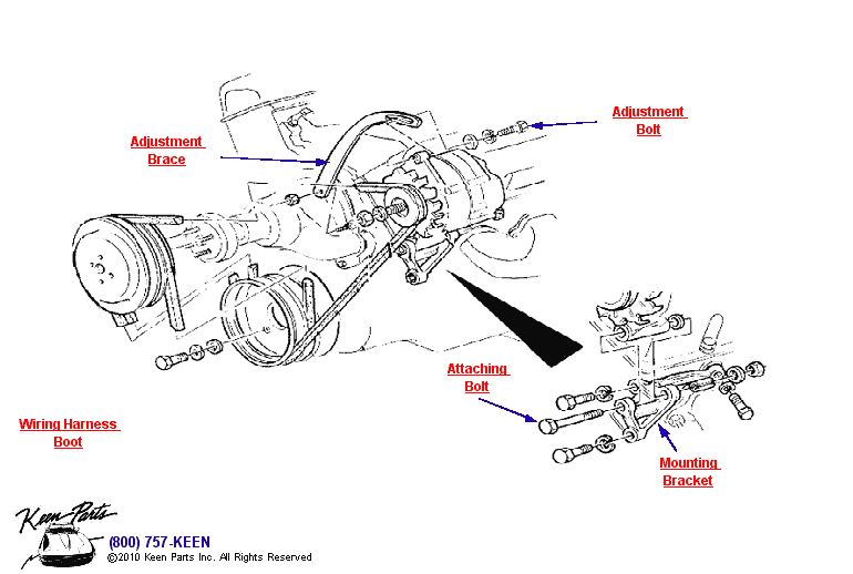 Big Block Alternator (without Power Steering) Diagram for a 1998 Corvette