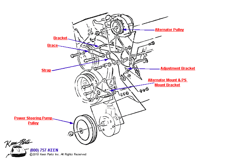 Big Block Pulleys &amp; Brackets Diagram for a 1974 Corvette