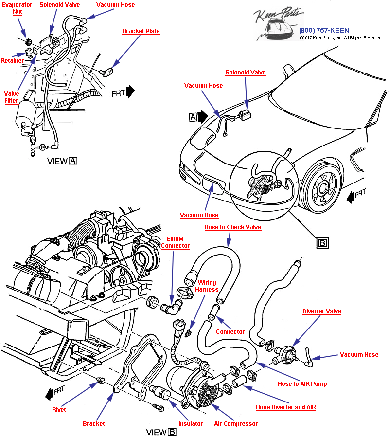 AIR Pump- Pump &amp; Mounting Diagram for a 1969 Corvette