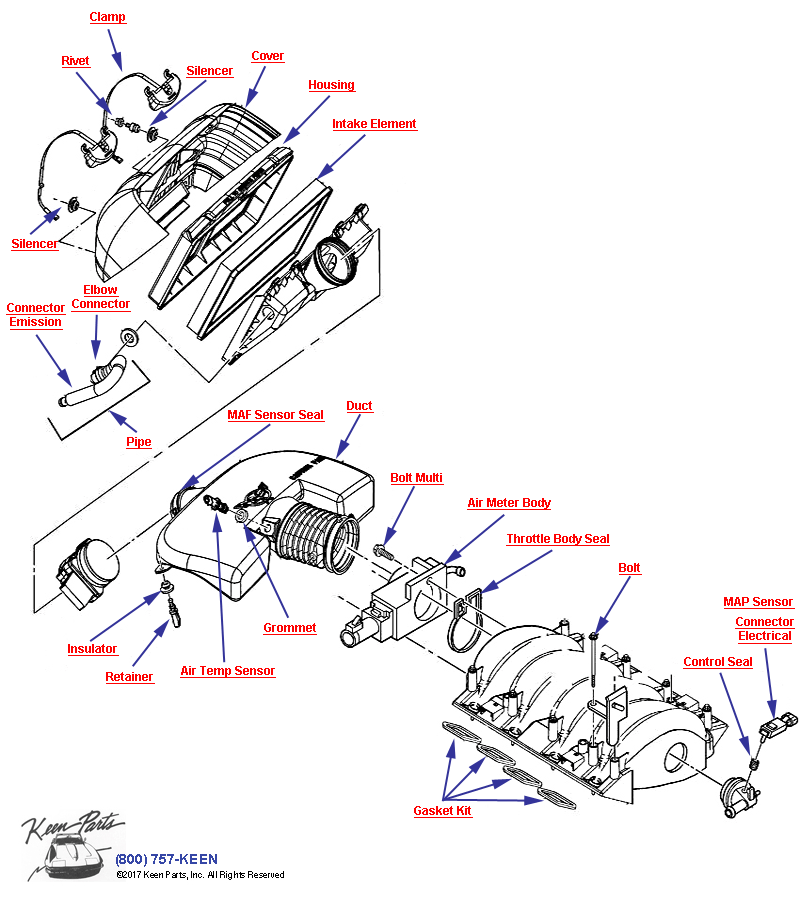 Air Intake System- Export, MM6 &amp; B4H Diagram for a 2024 Corvette