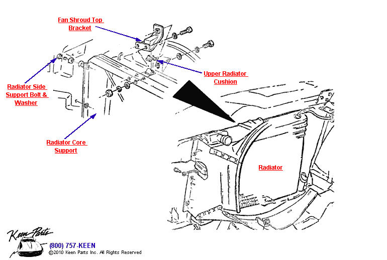 Radiator Support Diagram for a 1993 Corvette