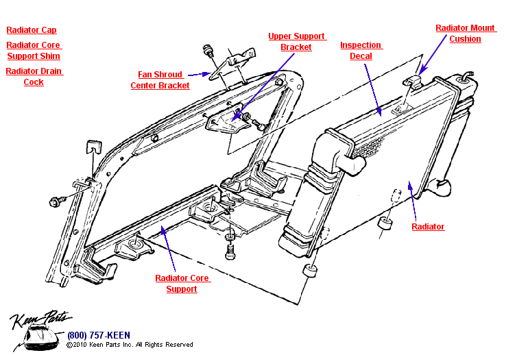 Aluminum Radiator Diagram for a 1976 Corvette