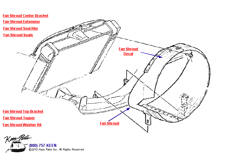 Fan Shrouds with Aluminum Radiator Diagram for a 2002 Corvette