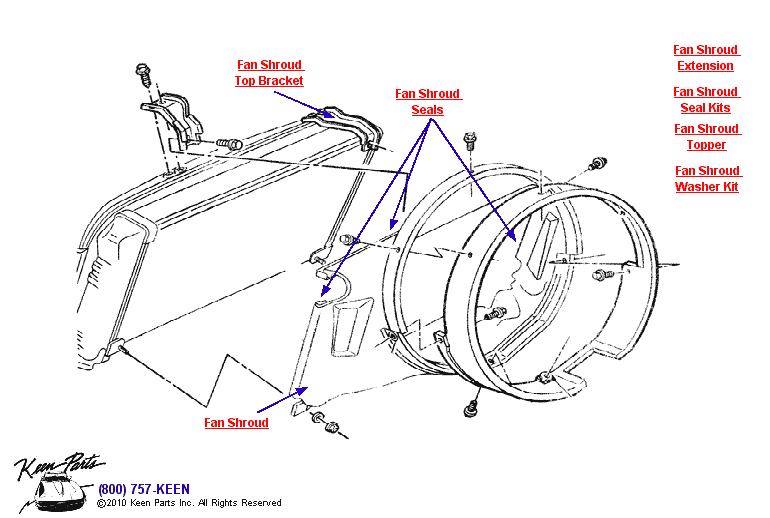 Small Block Fan Shroud Diagram for a 1963 Corvette