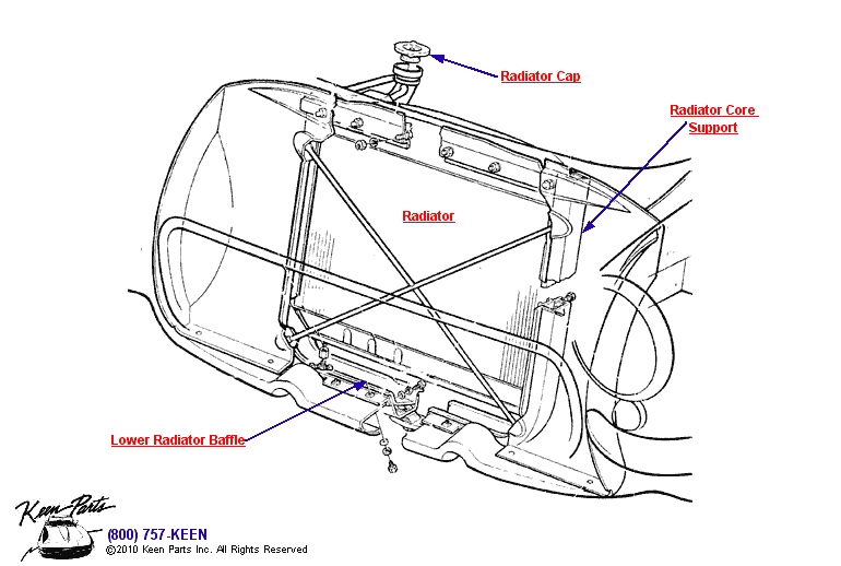 Radiator &amp; Core Support Diagram for a 1964 Corvette