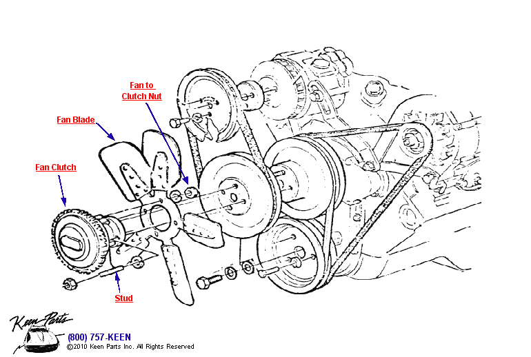 Fan &amp; Fan Clutch Diagram for a 1975 Corvette