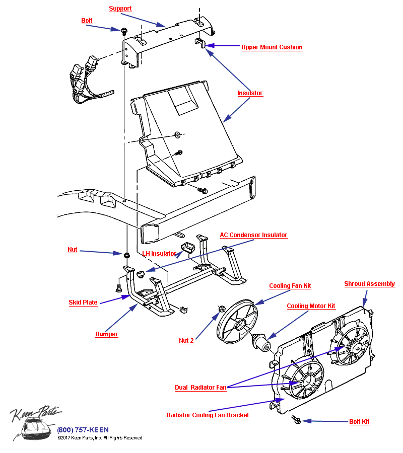 Engine Coolant Fan Diagram for a 2024 Corvette