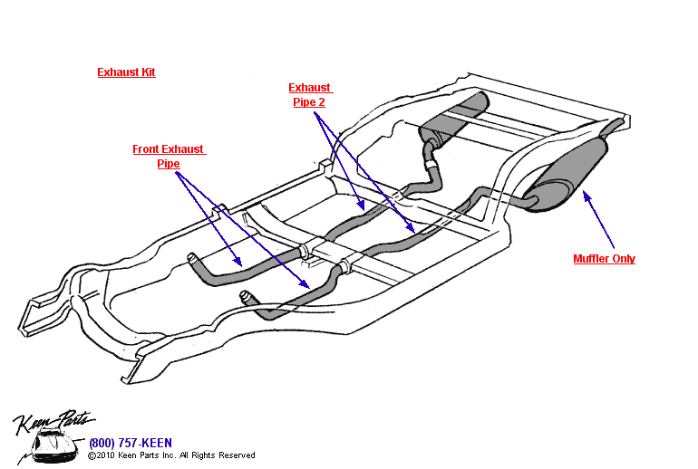 Exhaust Kit &amp; Mufflers Diagram for a 1981 Corvette