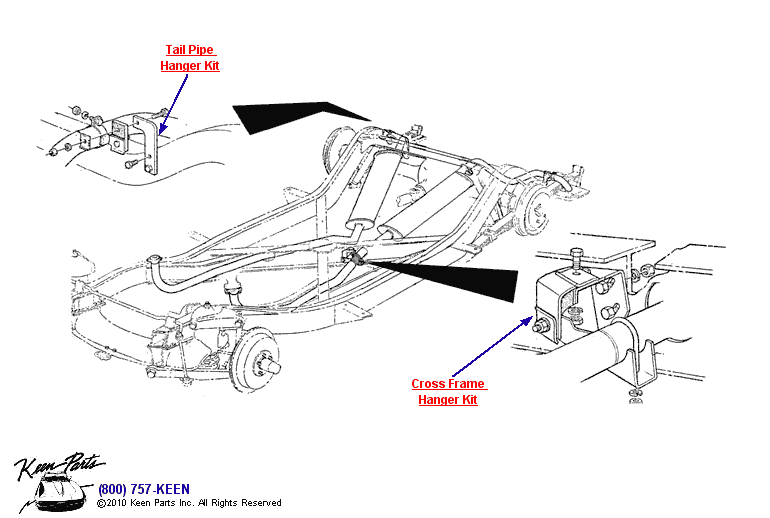 Exhaust Hanger Kits Diagram for a 1970 Corvette