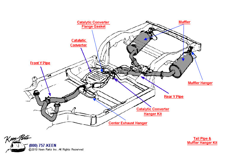 Rear Y Pipe &amp; Muffler Diagram for a 1994 Corvette