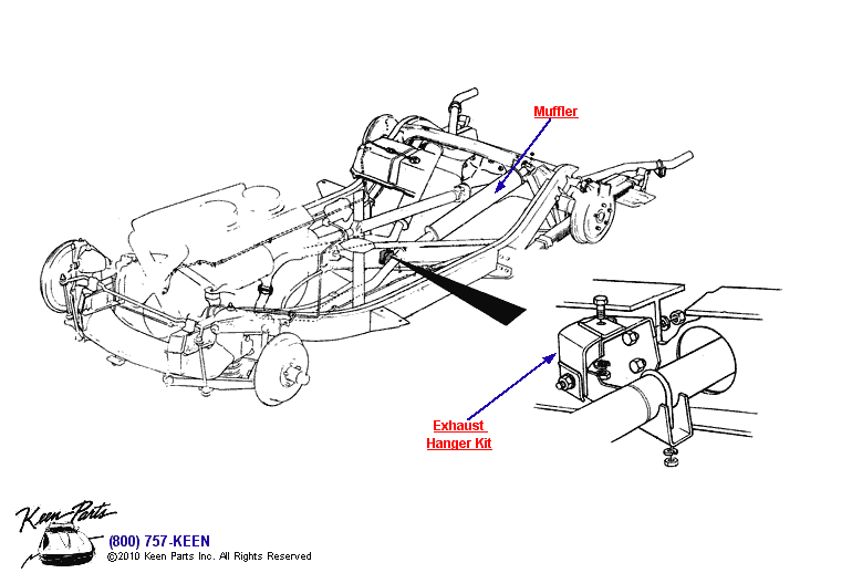 Round Muffler &amp; Hangers Diagram for a 1962 Corvette