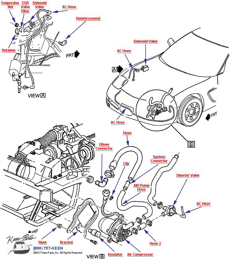 AIR Pump- Pump &amp; Mounting Diagram for a 1996 Corvette