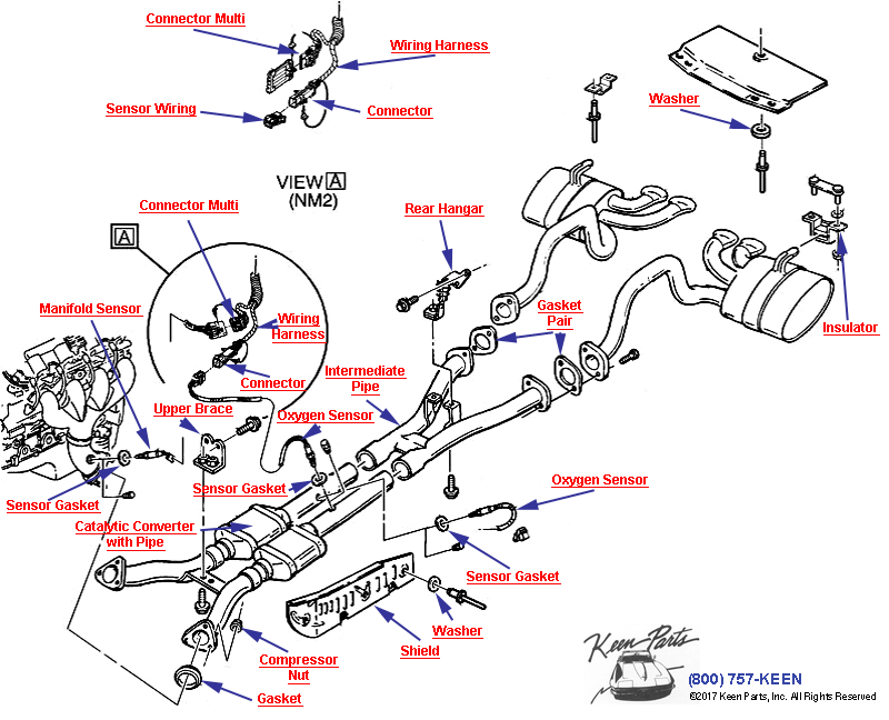 Exhaust System Diagram for a 1998 Corvette