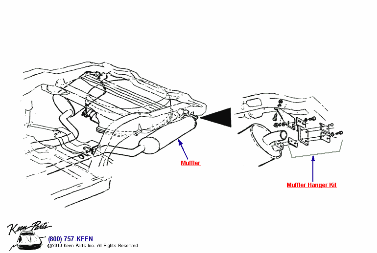 Muffler Hanger Diagram for a 2000 Corvette