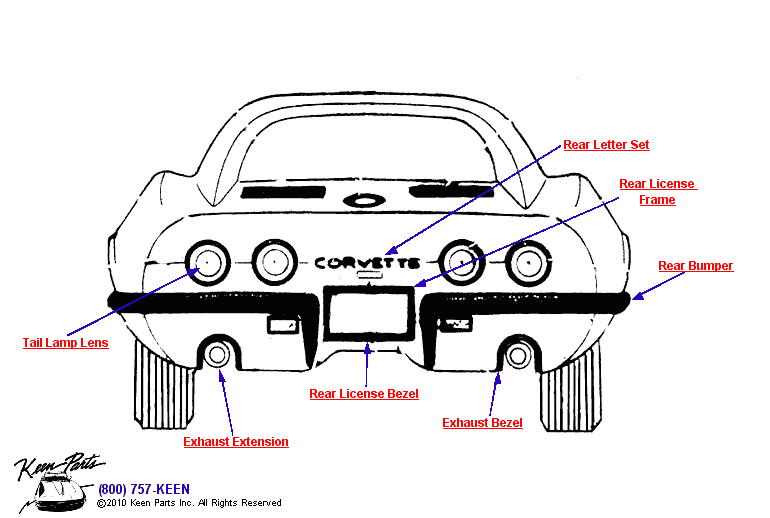 Rear Mouldings Diagram for a 1964 Corvette
