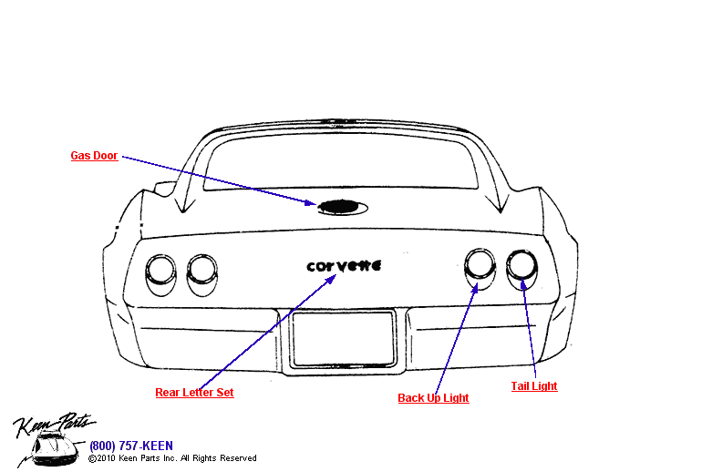 Rear Trim Diagram for a 2021 Corvette