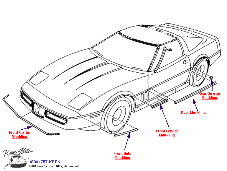 Body Mouldings Diagram for a 1993 Corvette