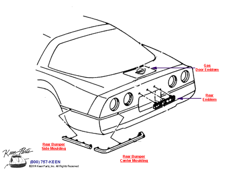 Rear Moulding &amp; Trim Diagram for a 1996 Corvette