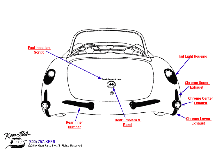 Rear Mouldings Diagram for a 1960 Corvette