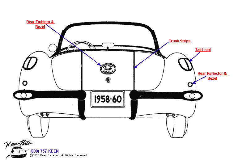 Rear Mouldings Diagram for a 1960 Corvette