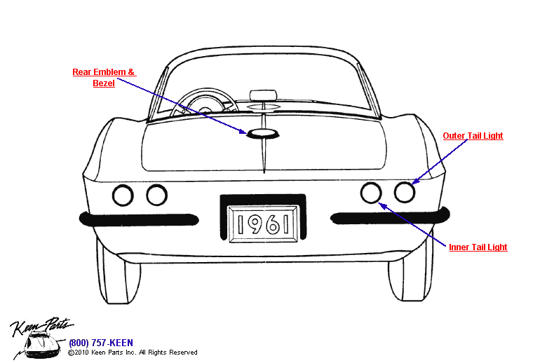 Rear Mouldings Diagram for a 1975 Corvette