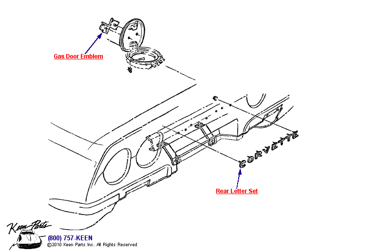 Rear Emblems Diagram for a 2001 Corvette