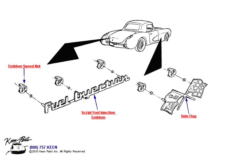 Side &amp; Rear Emblems Diagram for a 2007 Corvette