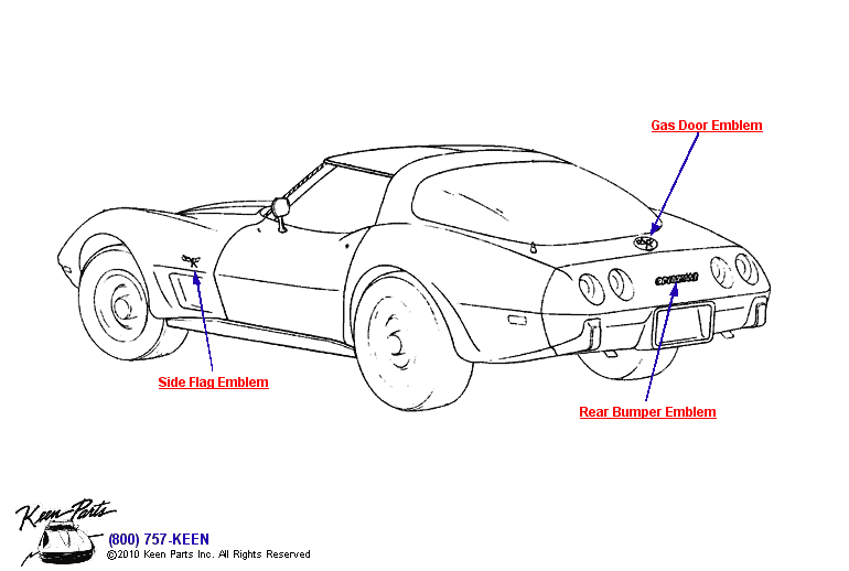 Rear Emblems Diagram for a 1958 Corvette