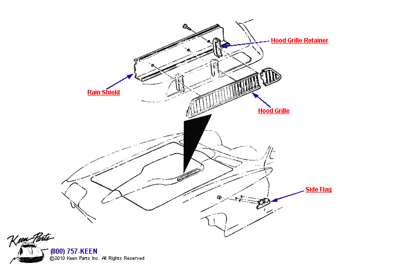 Big Block Trim &amp; Emblems Diagram for a 1998 Corvette