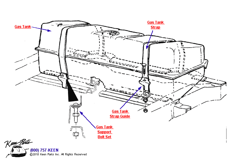 Fuel Tank &amp; Straps Diagram for a 1971 Corvette