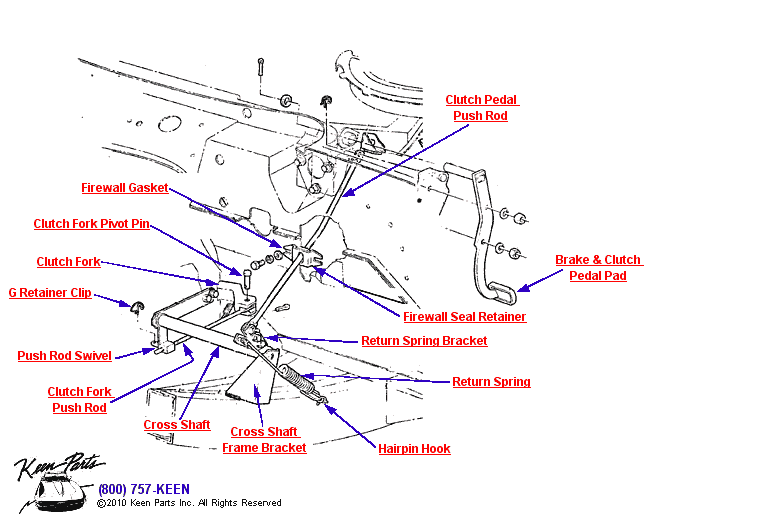 Clutch Pedal Diagram for a 1961 Corvette