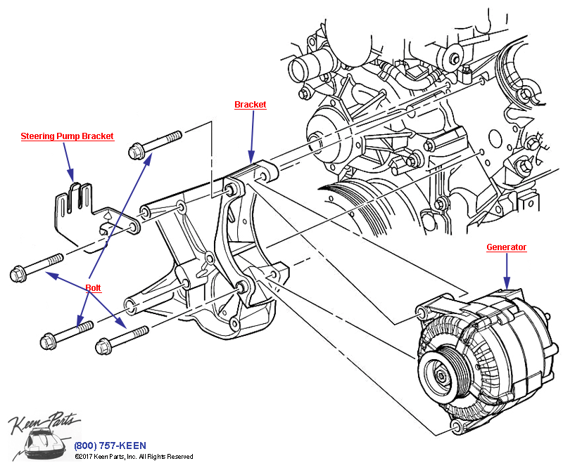 Generator Mounting Diagram for a 1996 Corvette