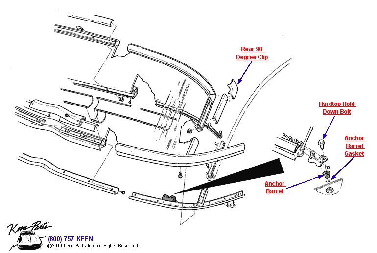 Hardtop Rear Clip &amp; Bolt Diagram for a 1991 Corvette