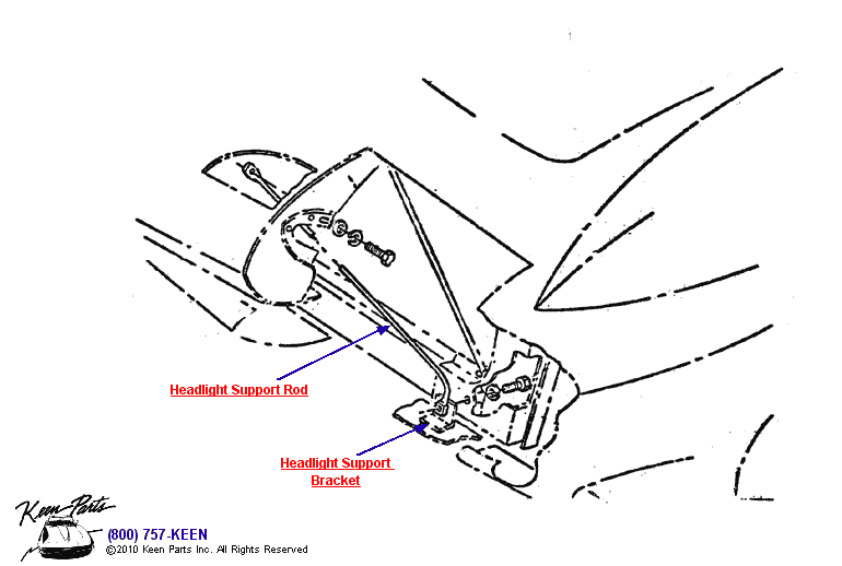 Headlight Support Rod Diagram for a 1987 Corvette