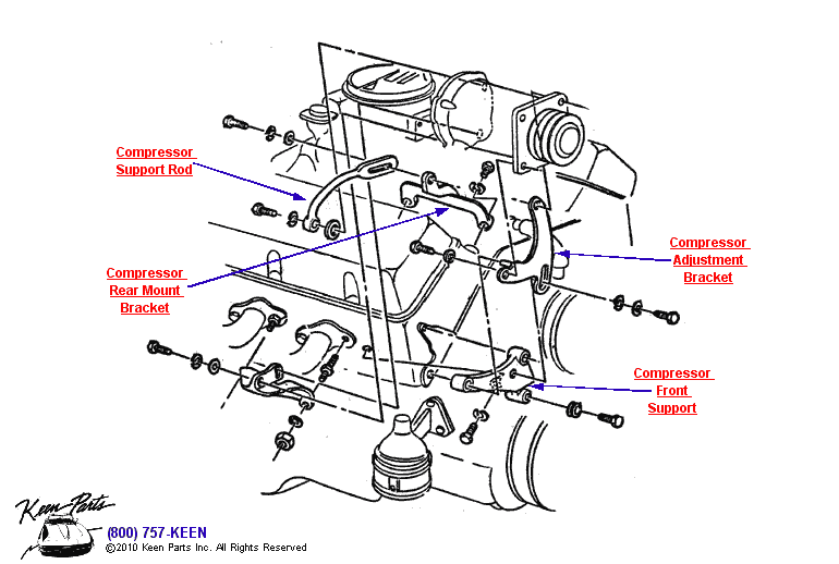 AC Compressor Brackets Diagram for a 1972 Corvette