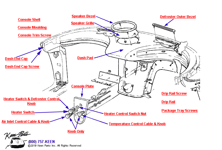 Heater &amp; Defroster Controls Diagram for a 1963 Corvette