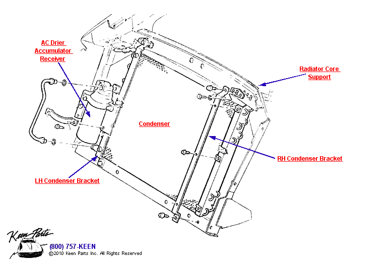 AC Condenser &amp; Brackets Diagram for a 2023 Corvette