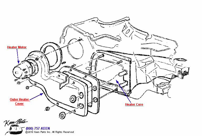 Heater Blower &amp; Core Diagram for a 1980 Corvette